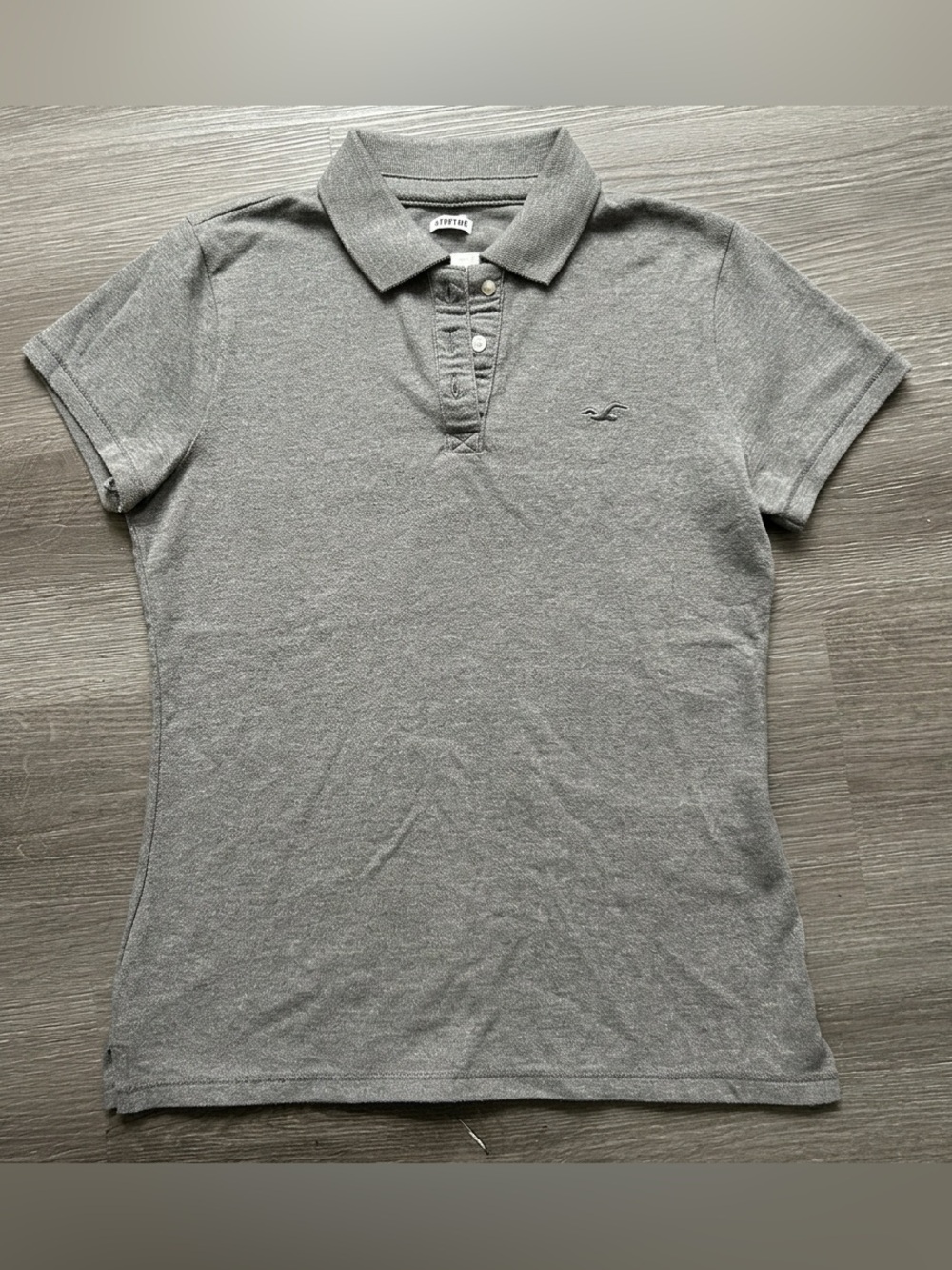 Hollister Light Gray Stretch Polo Top